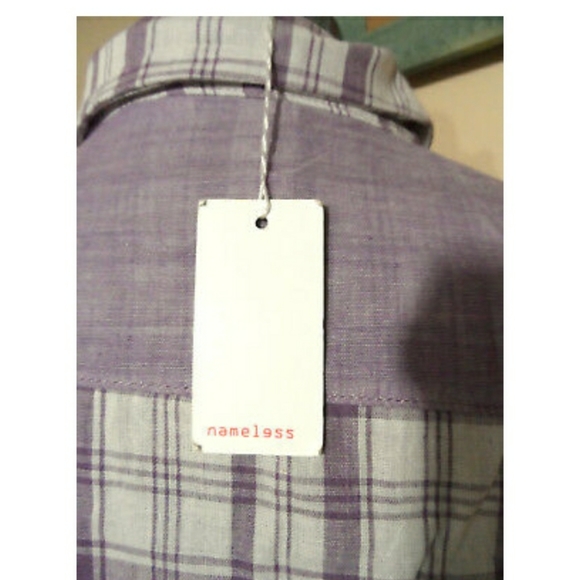 Nwt NAMELESS Plaid Gingham Button up Shirts Violet or Blue long sleeve Western - Picture 10 of 10